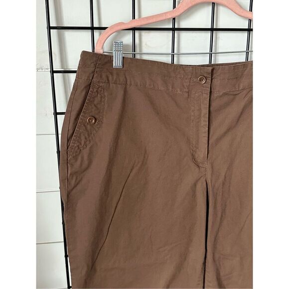 Talbots Cropped Capri Pants‎ Womens 16 Brown Summer Cottage Coastal Boho - Picture 3 of 11
